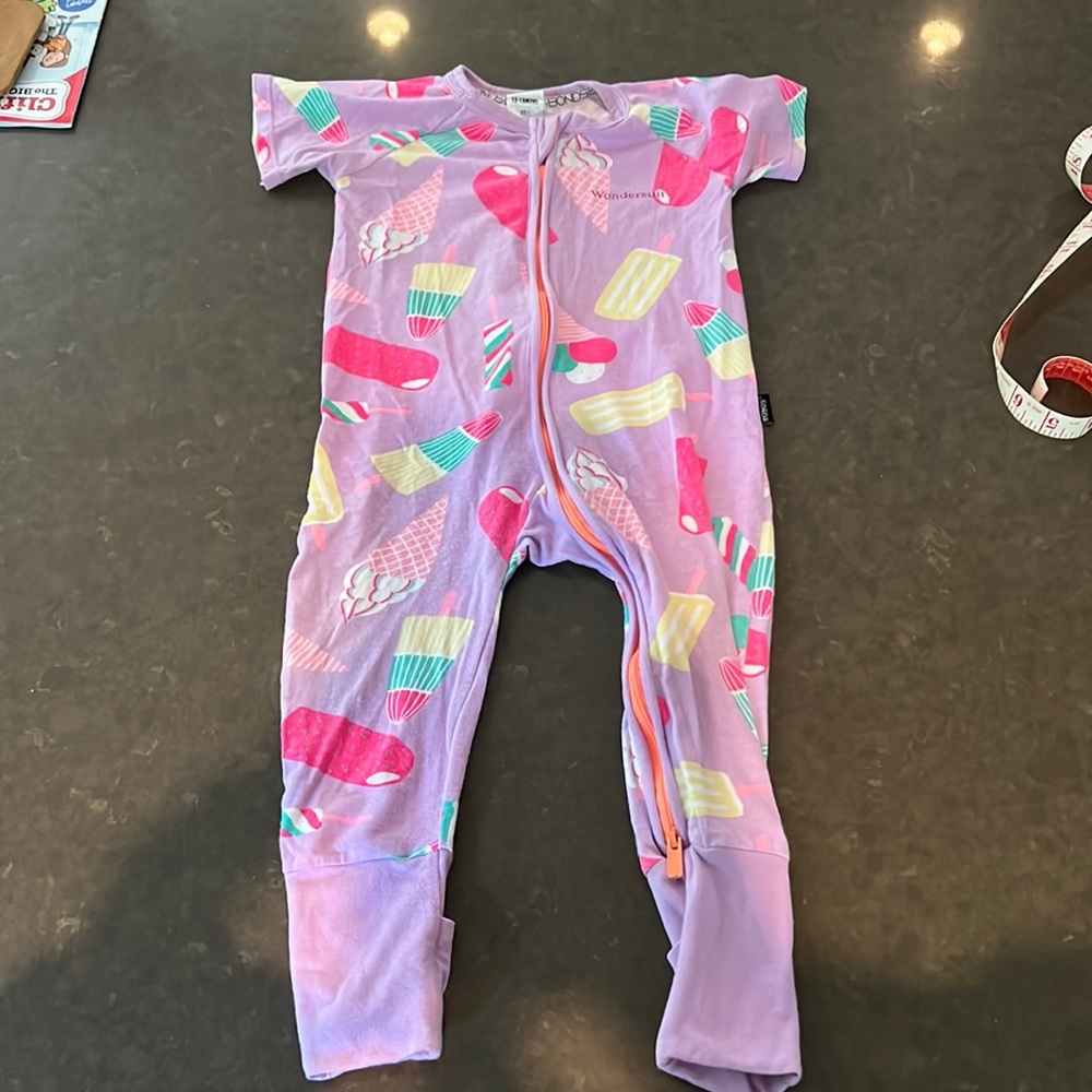 Bonds Wondersuit ice cream print short sleeve zippy size 1/12-18 months